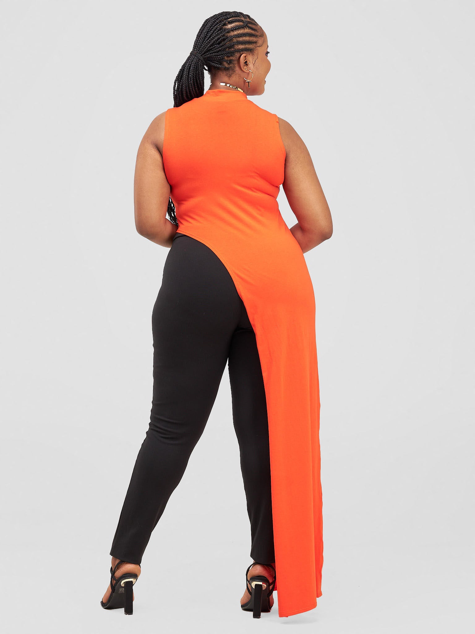 Zoya Yuni Sleeveless Turtle Neck Maxi Top - Orange