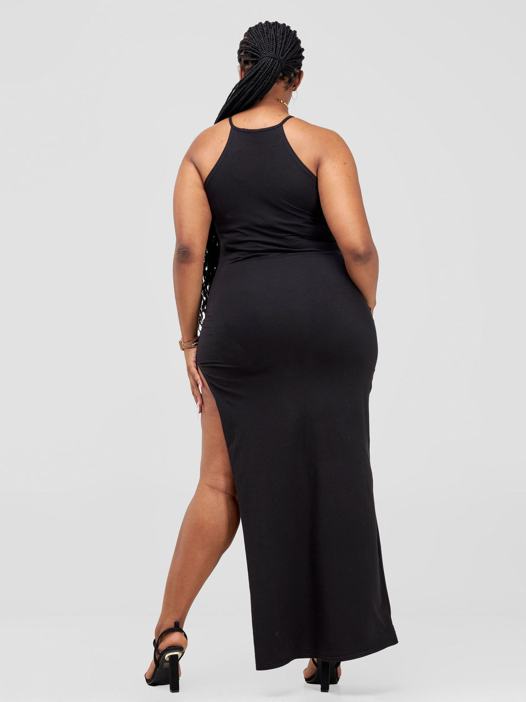 Zoya Yuni High Slit Dress - Black