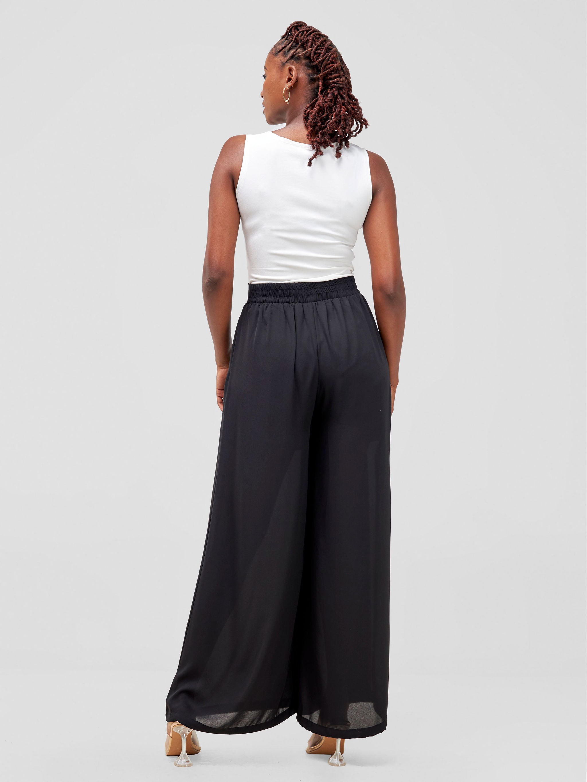 Vivo Wide Leg Pants With Short Lining - Black