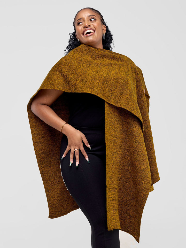 Vivo Basic Double Layered Wrap Shawl (Without Fringe) - Mustard / Black