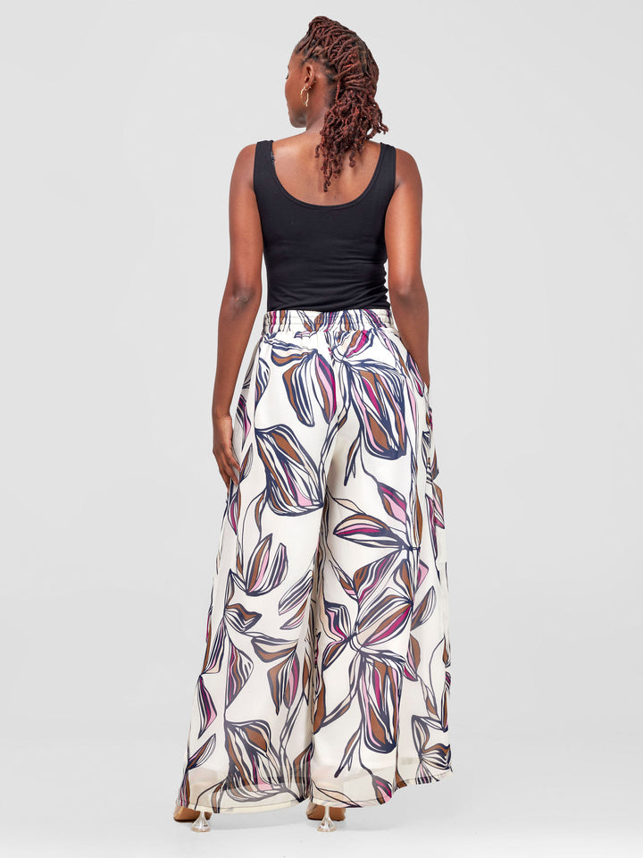 Vivo Asha Wide Leg Pants - Cream / Purple