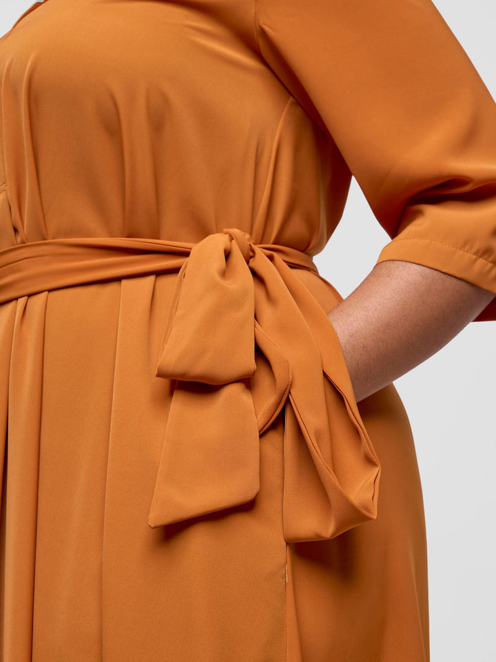 Vivo Yumi Maxi Shirt Dress - Terracotta Orange