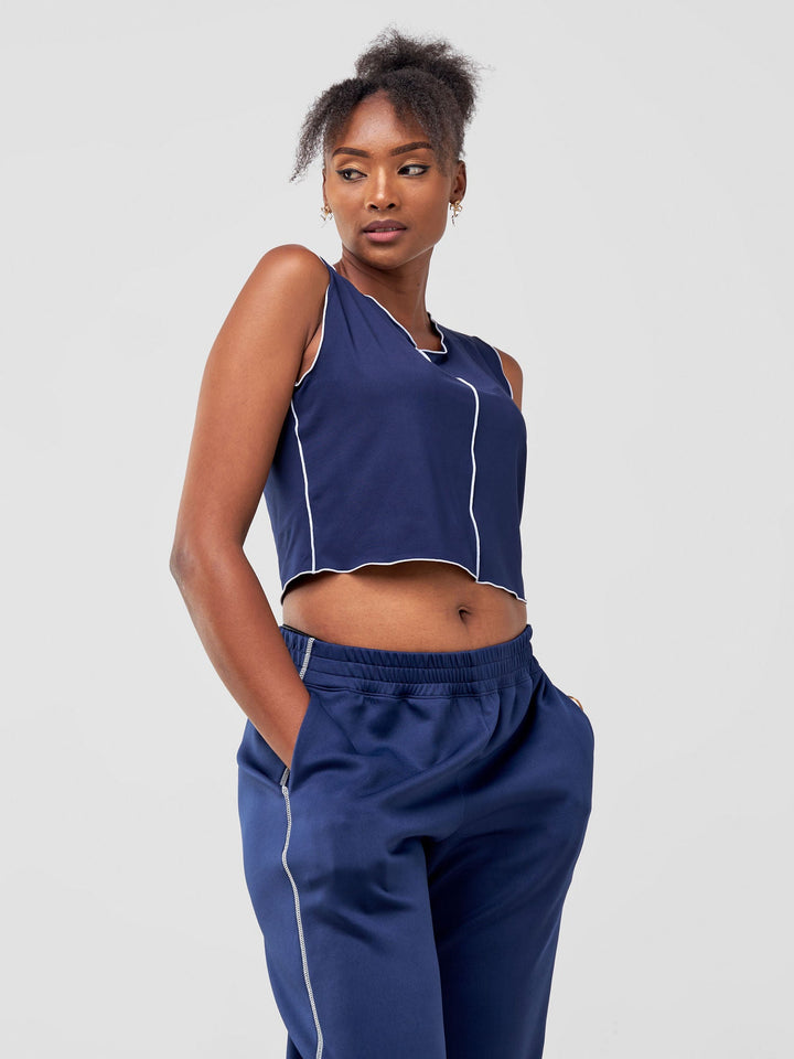 Zoya Taani Sleeveless Midriff Top - Navy