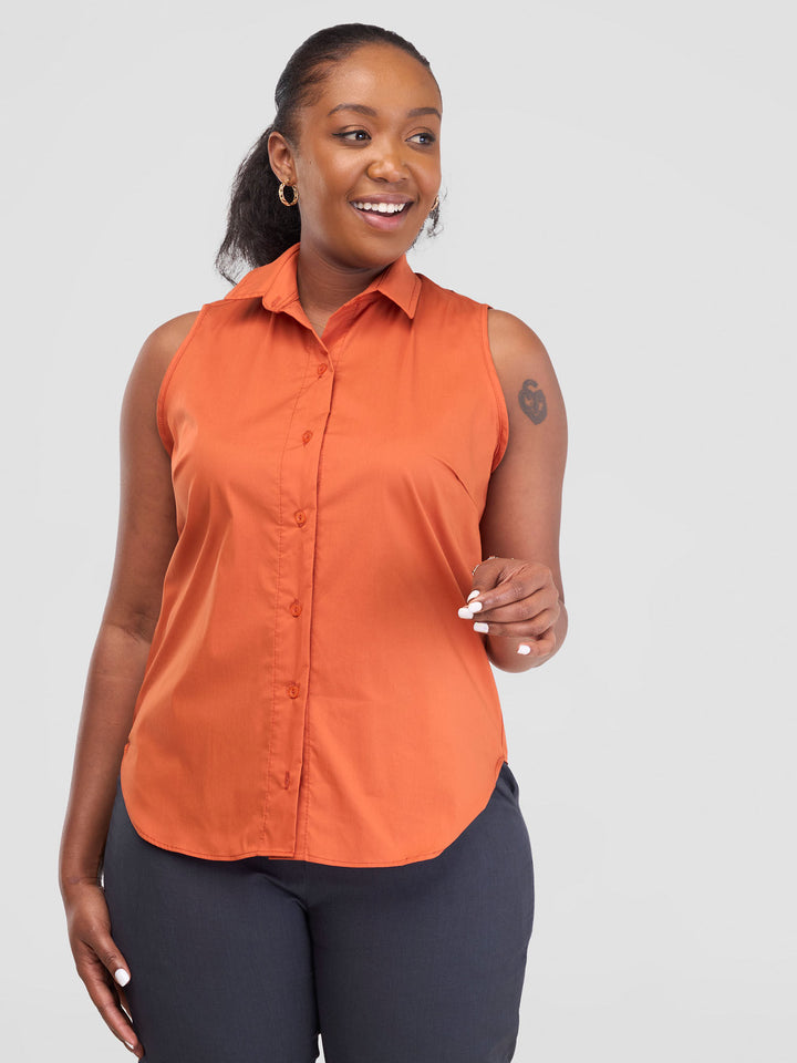 Safari Kamari Halter Shirt - Rust Orange