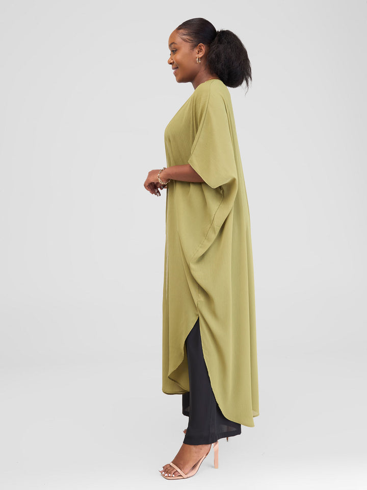 Vivo Chiffon Wide Kimono - Khaki Green