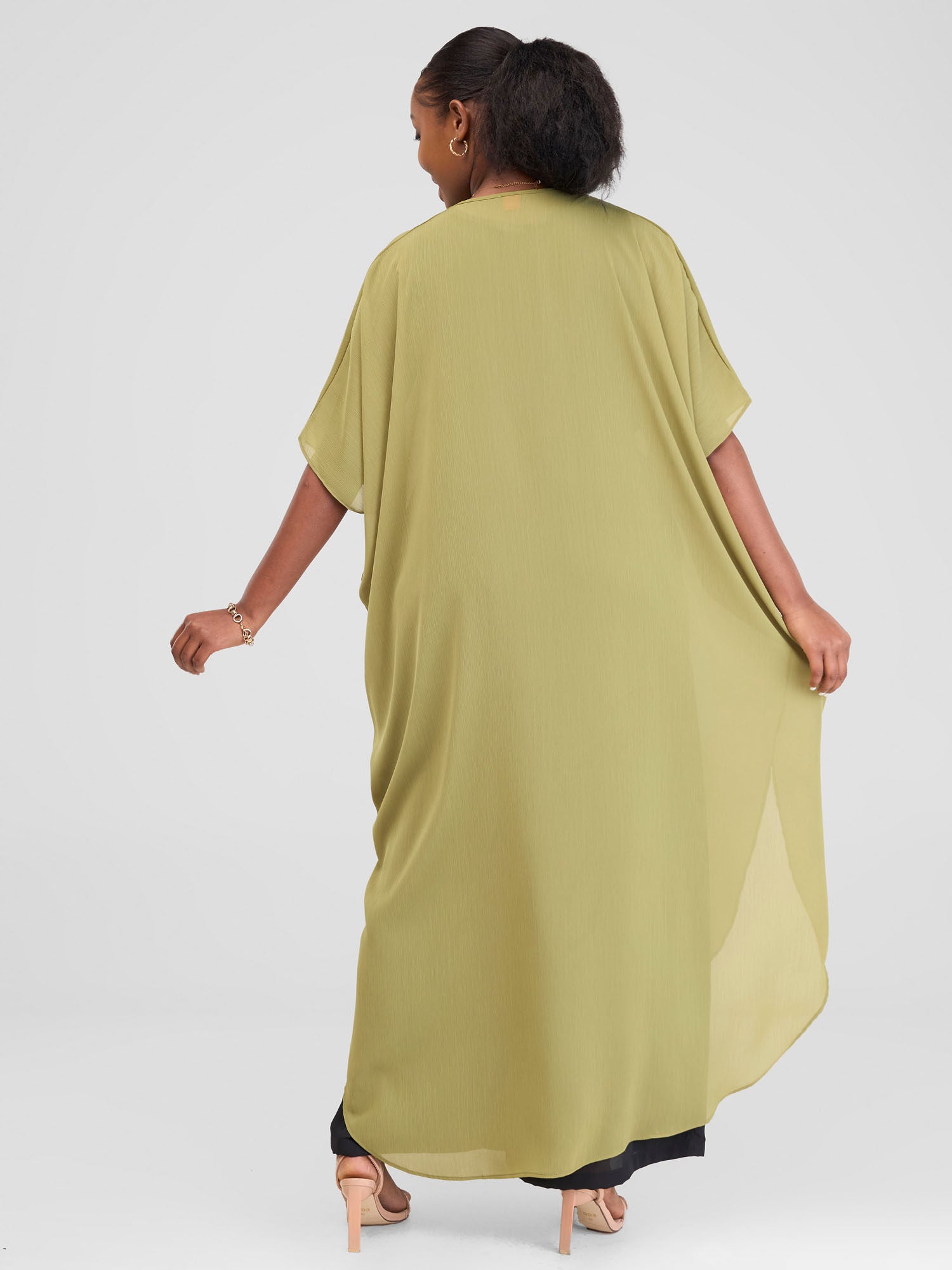 Vivo Chiffon Wide Kimono - Khaki Green