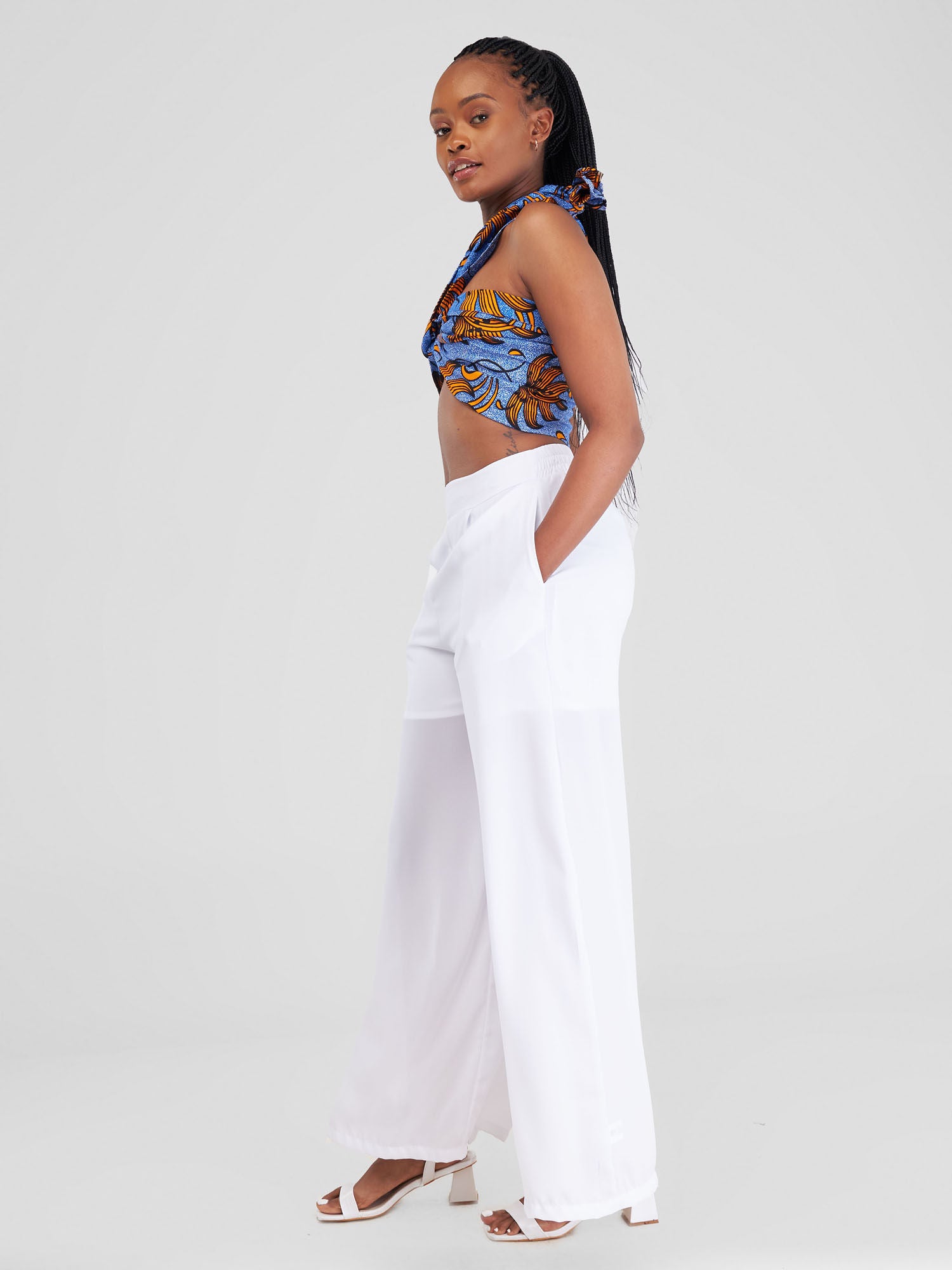 Vivo Wide Leg Pants With Short Lining - White