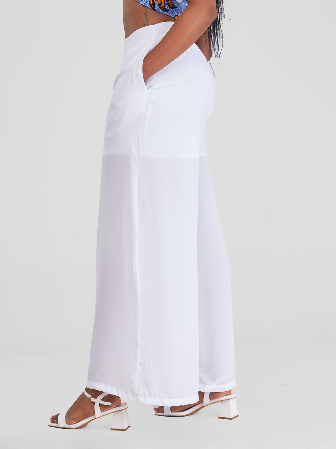 Vivo Wide Leg Pants With Short Lining - White