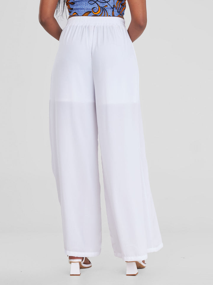 Vivo Wide Leg Pants With Short Lining - White