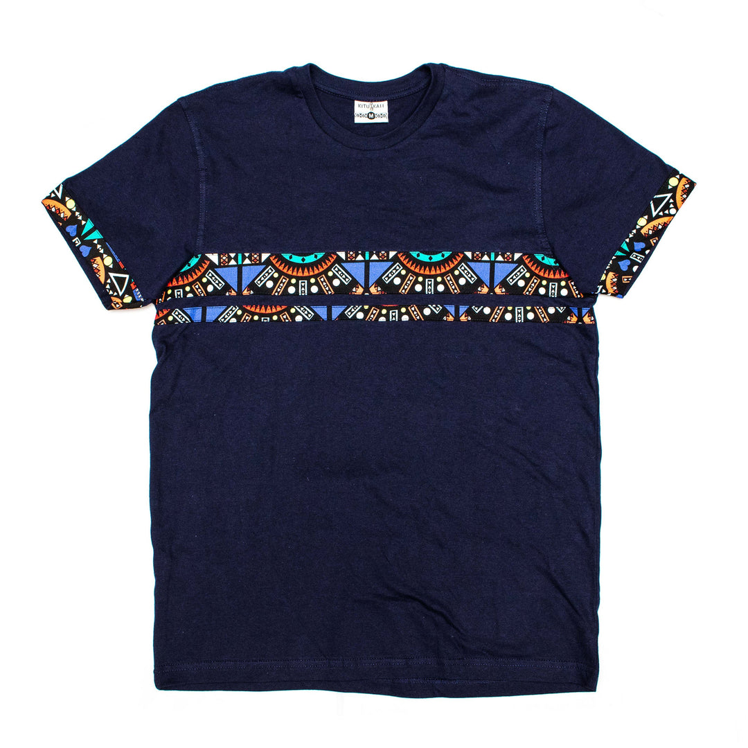 Kitu Kali Premium Ts: Navy with Blue Tribal