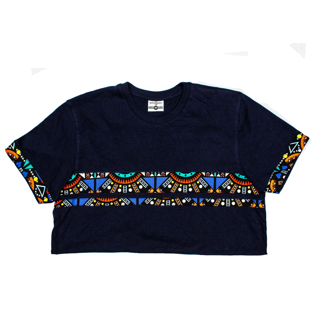 Kitu Kali Premium Ts: Navy with Blue Tribal