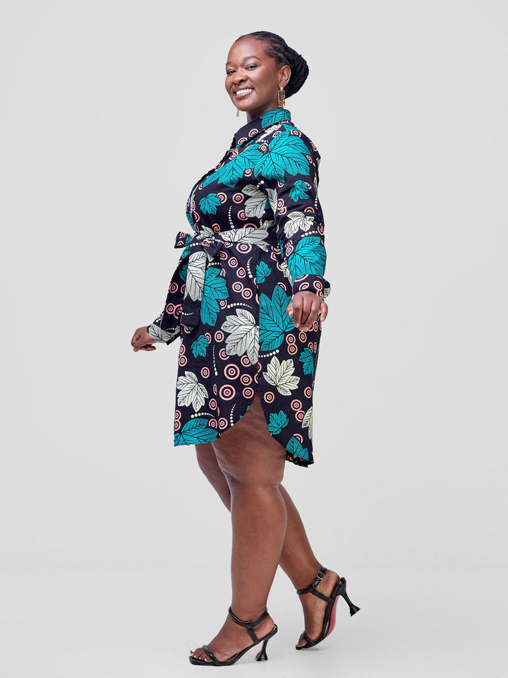 Vivo Long Sleeve Shirt Dress  - Lira Print