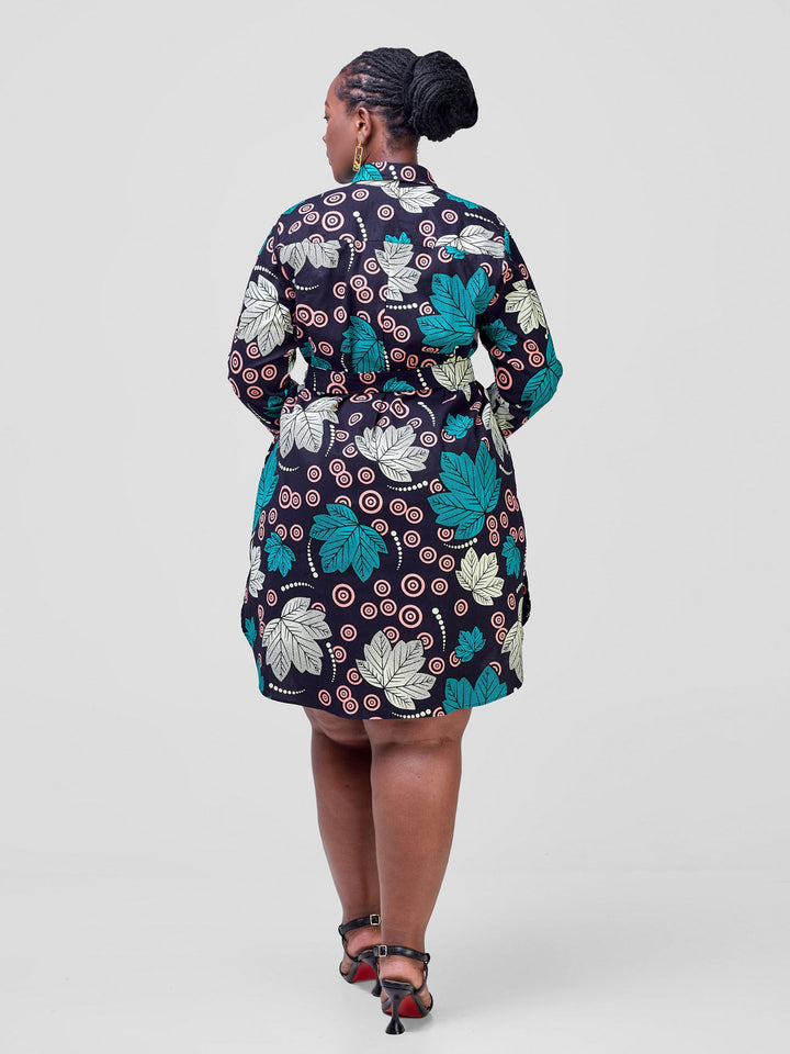 Vivo Long Sleeve Shirt Dress  - Lira Print