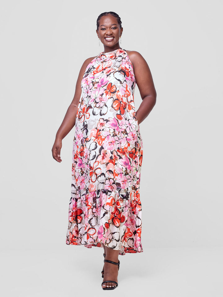 Vivo Halter Maxi Dress With Lining - Multicolour Print