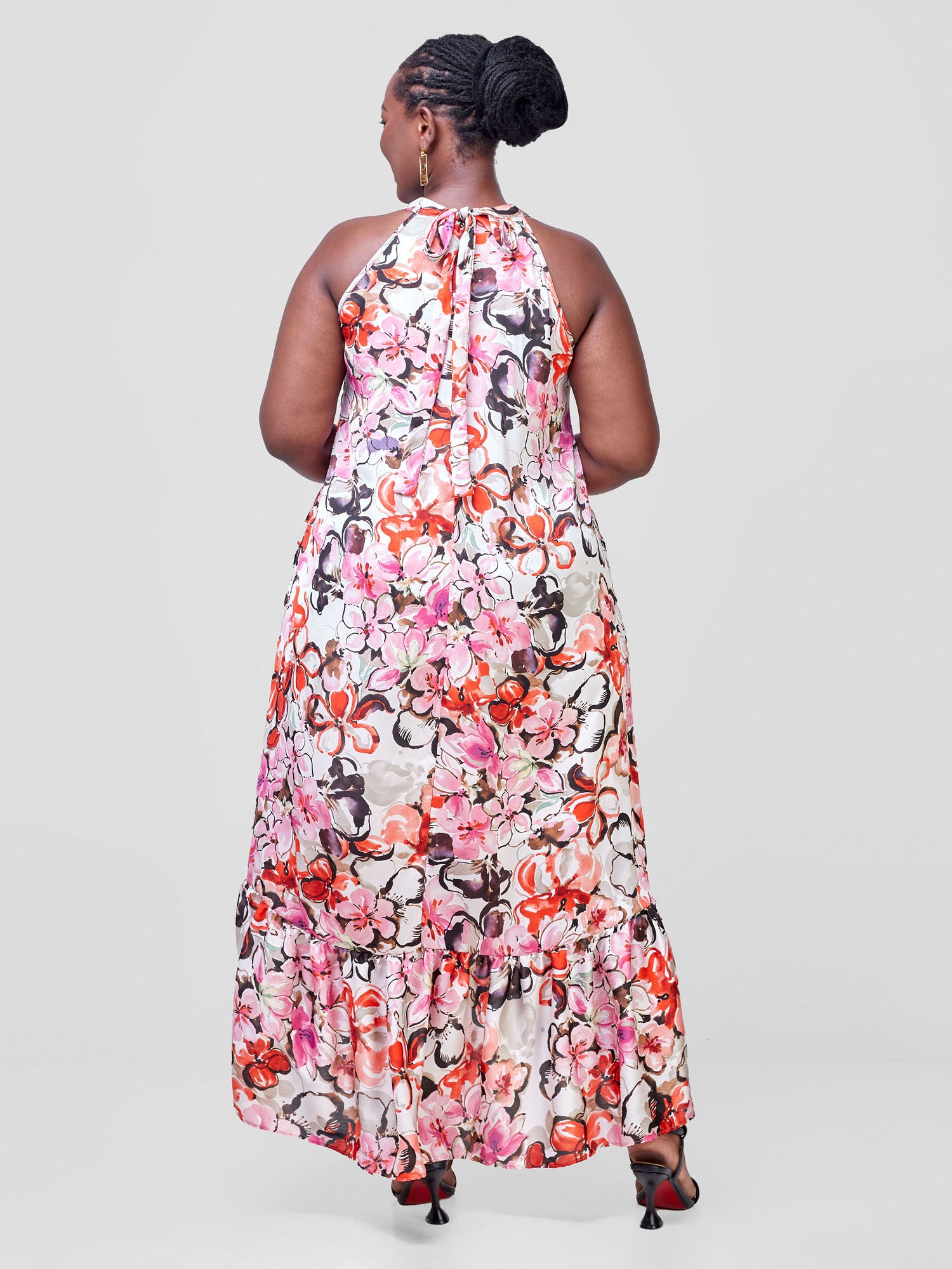 Vivo Halter Maxi Dress With Lining - Multicolour Print