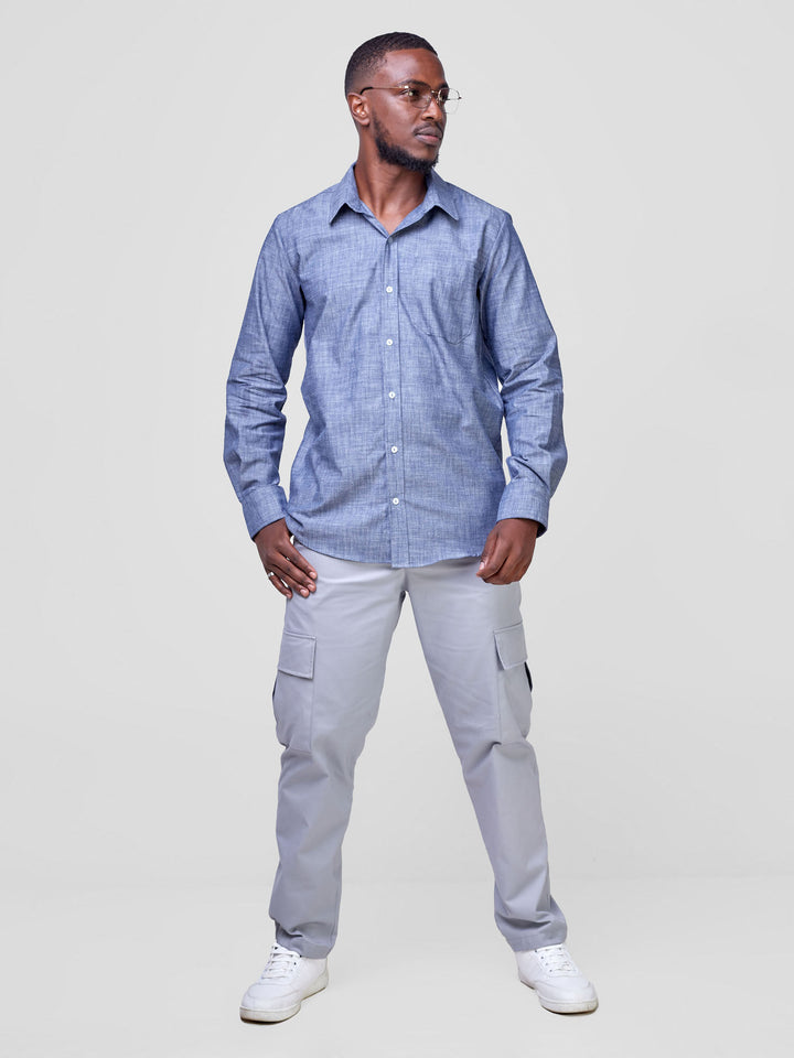 Safari Men's Long Sleeve Shirt - Denim Blue