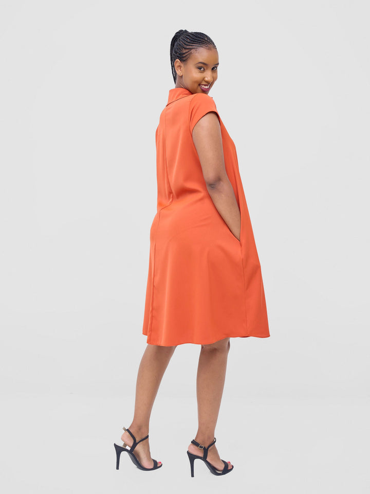 Vivo Yumi Cap Sleeve Dress - Rust