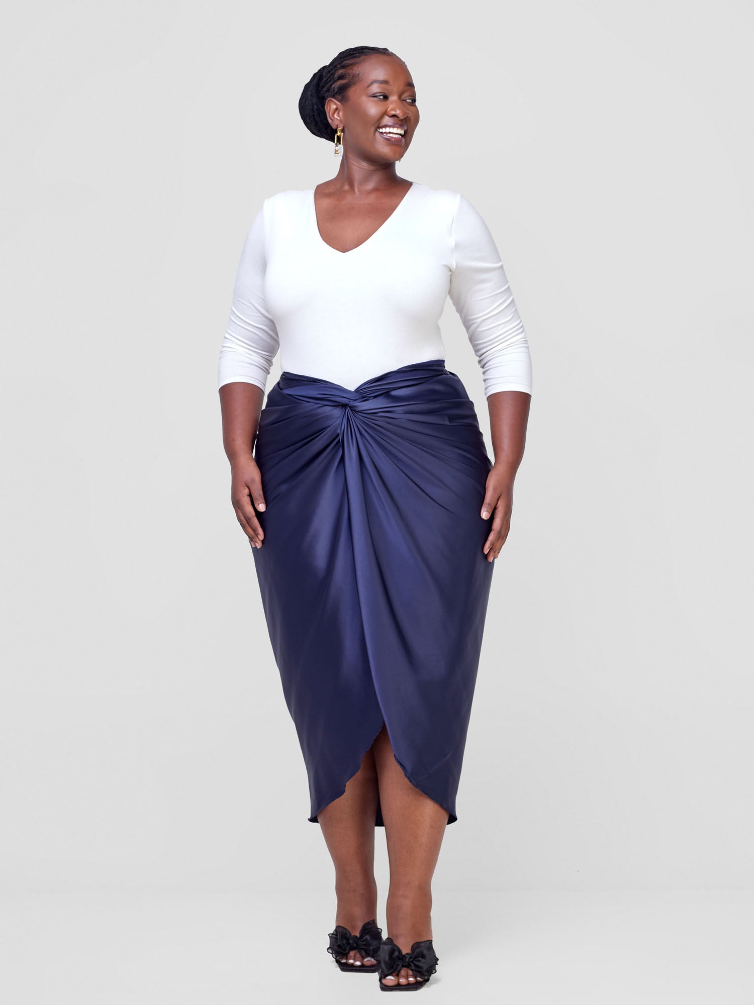 Navy blue skirt plus size best sale