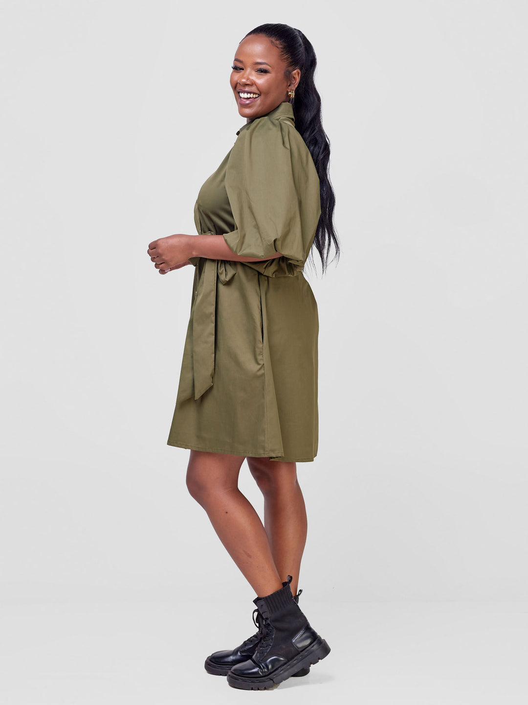 Safari Bubble Sleeve Tent Dress - Hunters