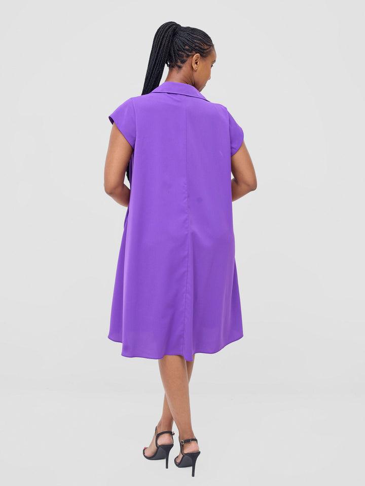 Vivo Yumi Cap Sleeve Dress - Purple