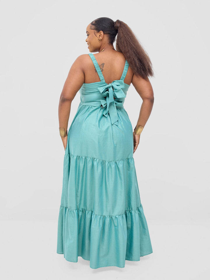 Safari Kikoy Tie Back Maxi Dress - Firozi