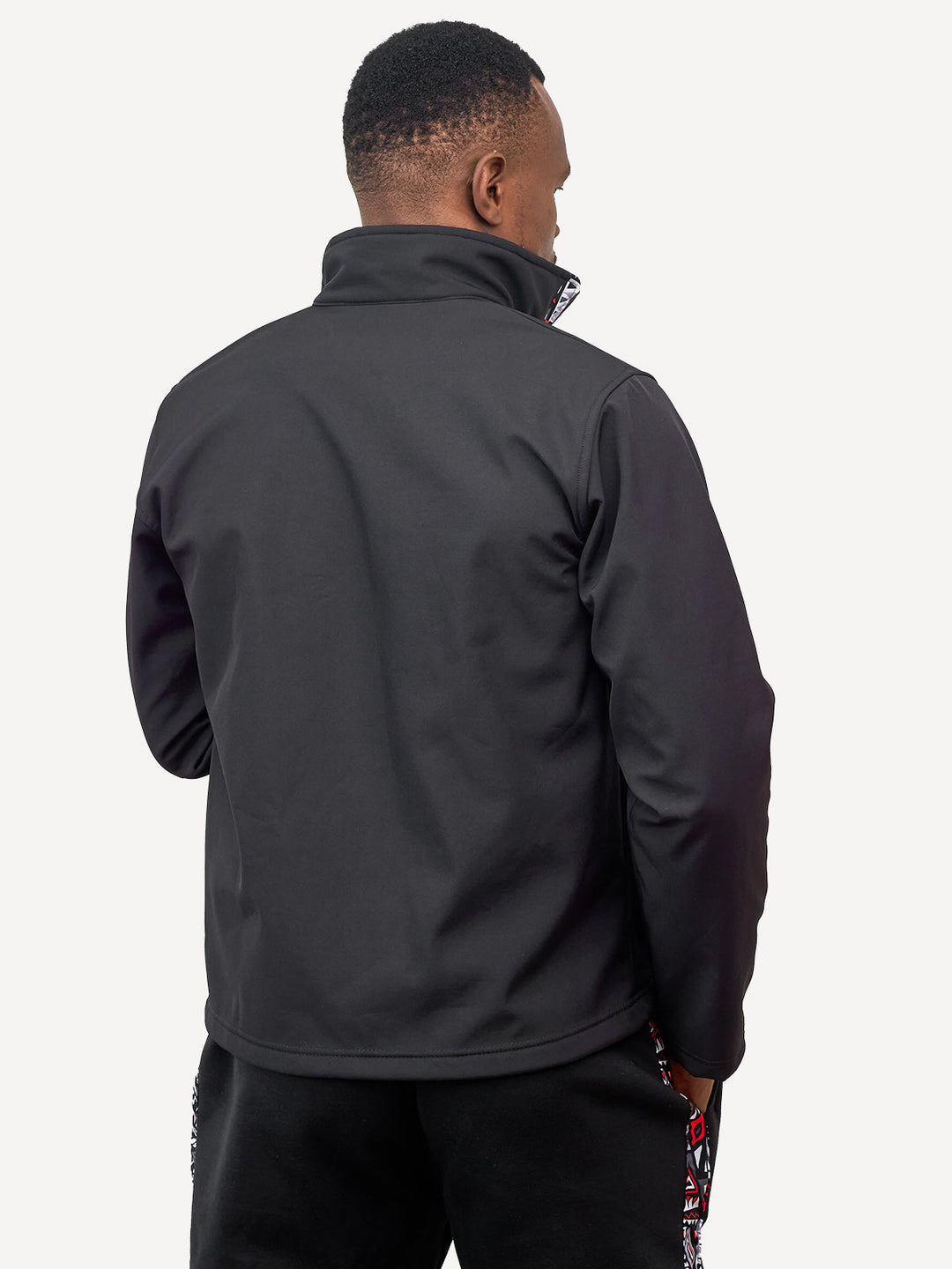 Kitu Kali Black with Red & Grey Mens Softshell Jacket: Full Sleeve