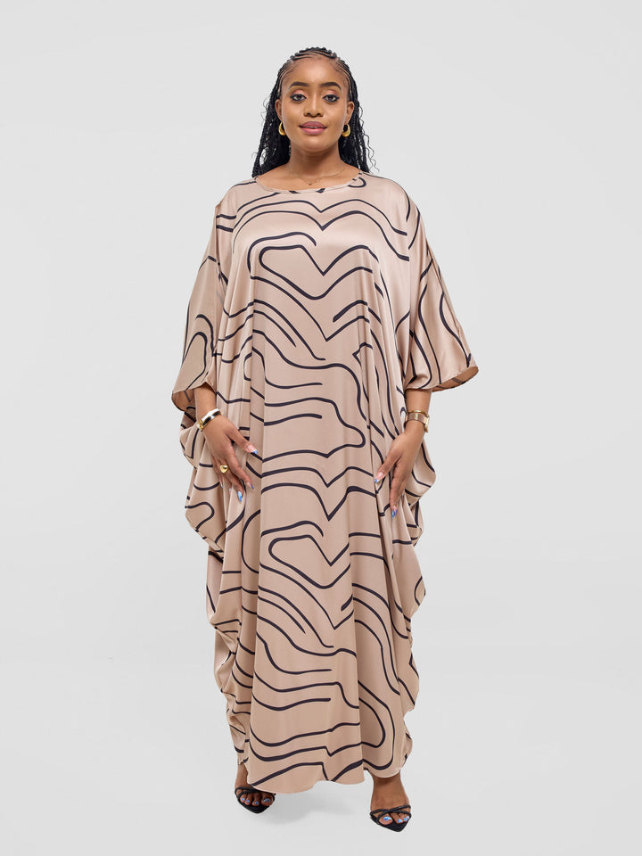 Vivo Lani Maxi Dress - Champange / Black Hini Print
