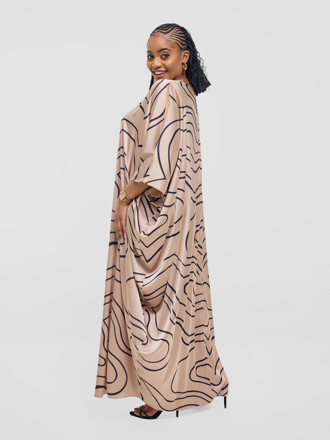 Vivo Lani Maxi Dress - Champange / Black Hini Print