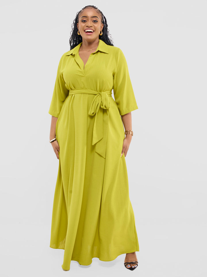 Vivo Yumi Maxi Shirt Dress - Olive