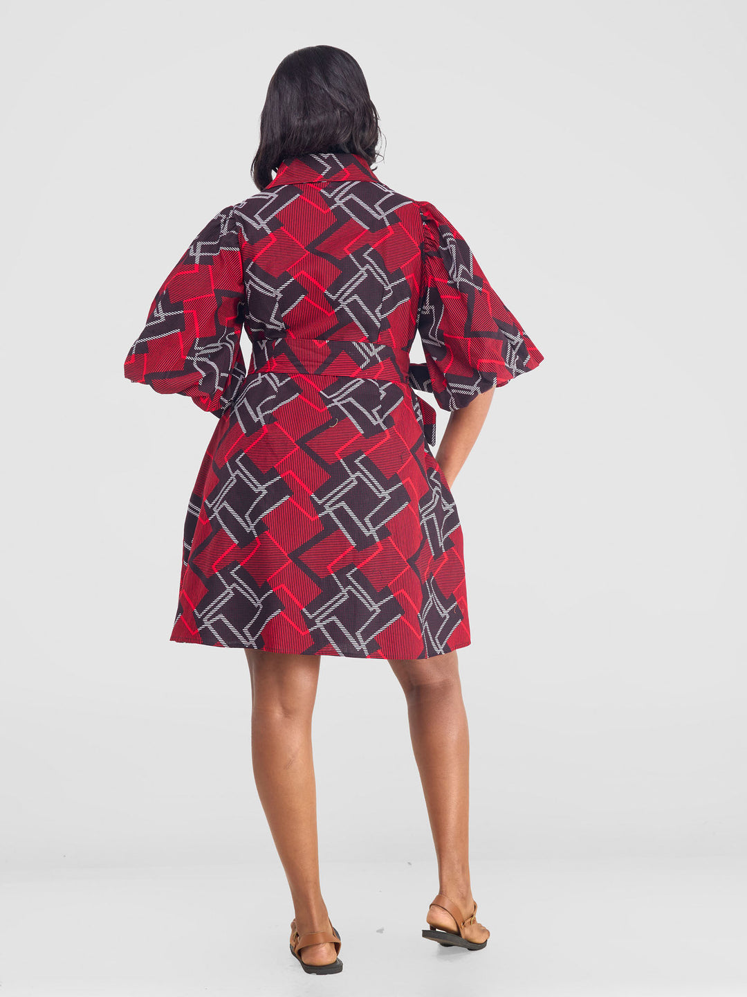 Vivo Kitenge Bubble Sleeve Tent Dress - Obu Print