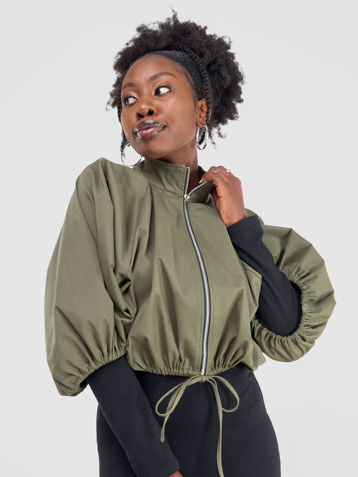 Zoya Yuni Raglan Sleeve Crop Jacket - Hunters Green