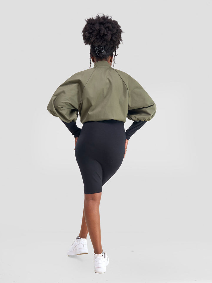 Zoya Yuni Raglan Sleeve Crop Jacket - Hunters Green