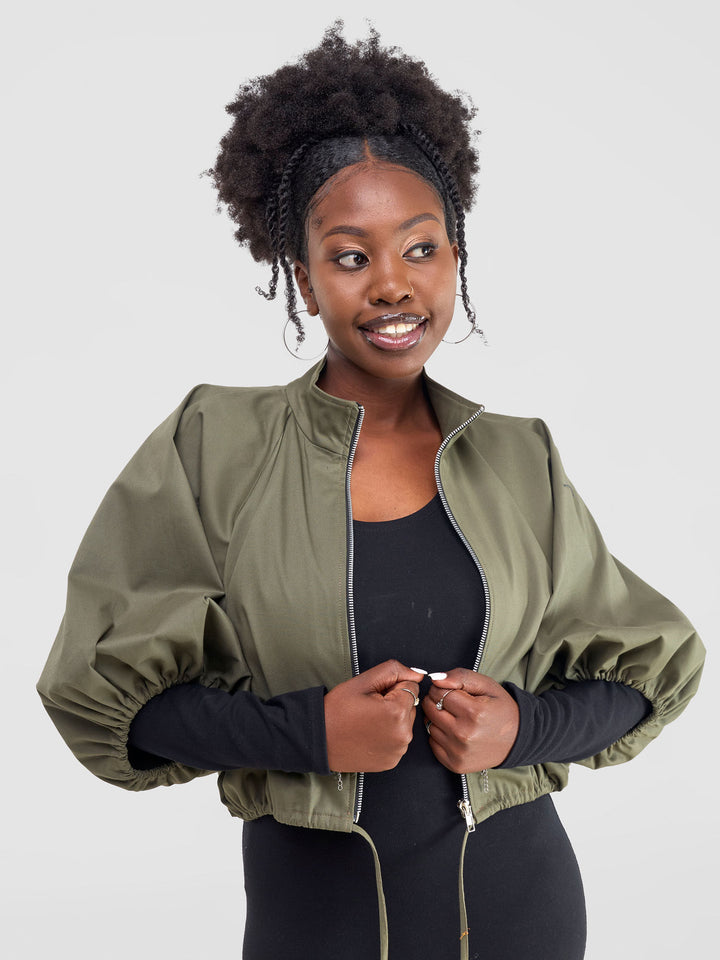 Zoya Yuni Raglan Sleeve Crop Jacket - Hunters Green