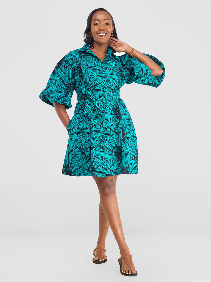 Vivo Kitenge Bubble Sleeve Tent Dress - Lashi Print