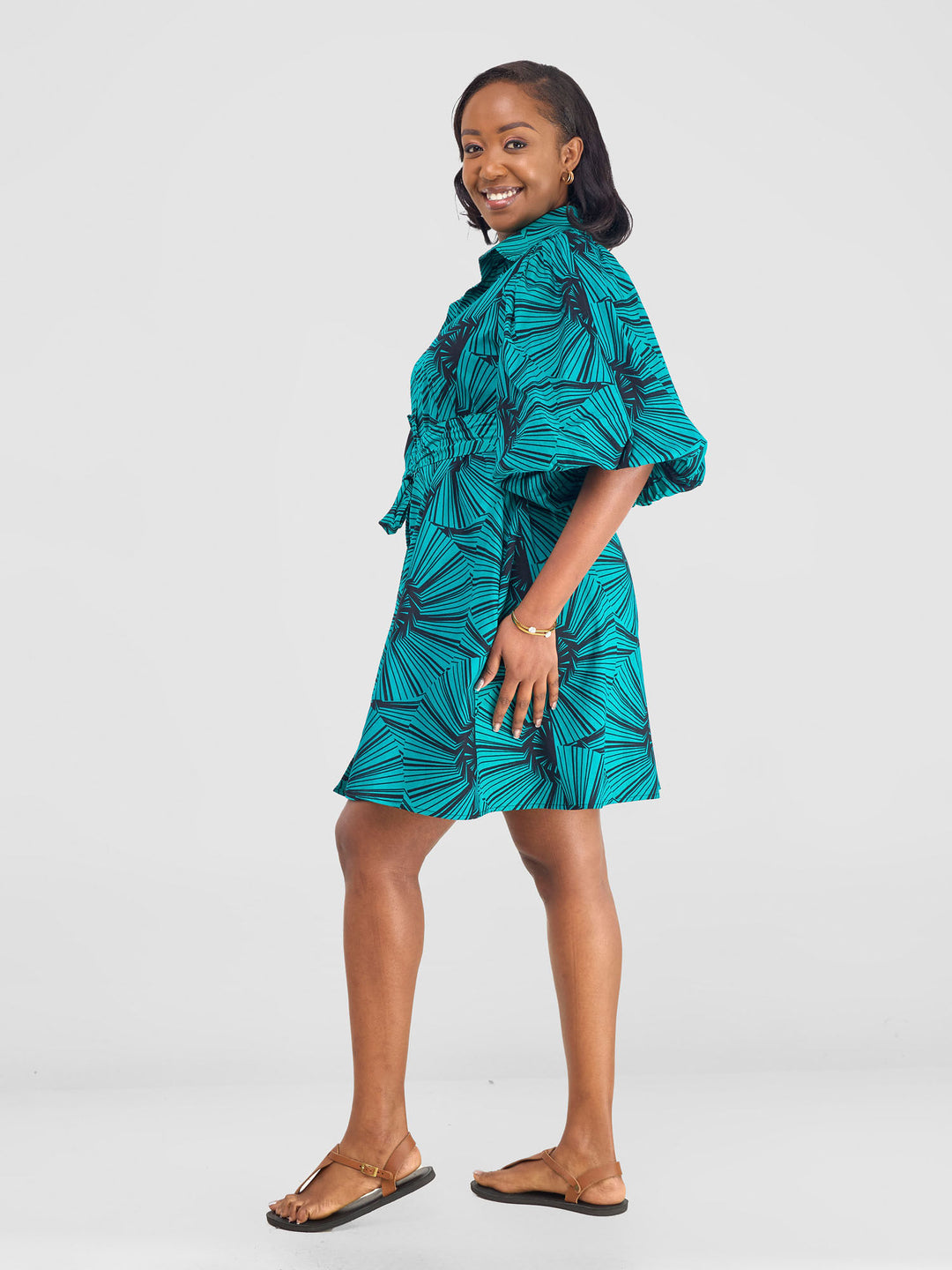 Vivo Kitenge Bubble Sleeve Tent Dress - Lashi Print