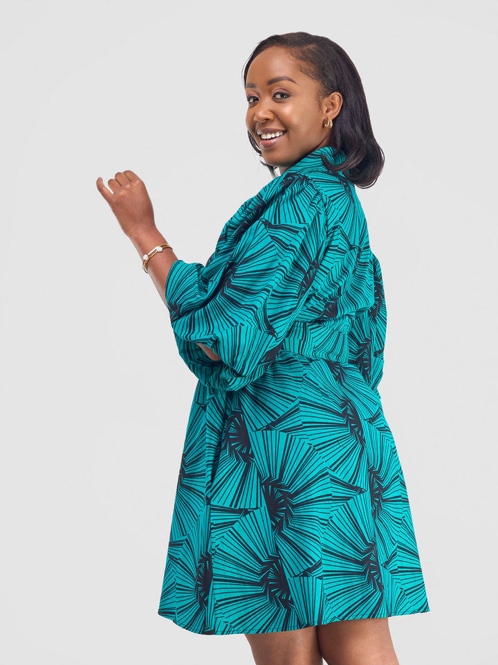 Vivo Kitenge Bubble Sleeve Tent Dress - Lashi Print