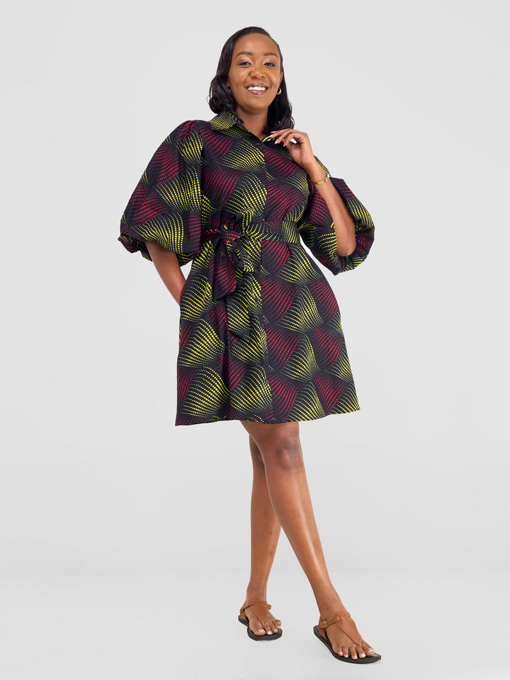 Vivo Kitenge Bubble Sleeve Tent Dress - Shama Print