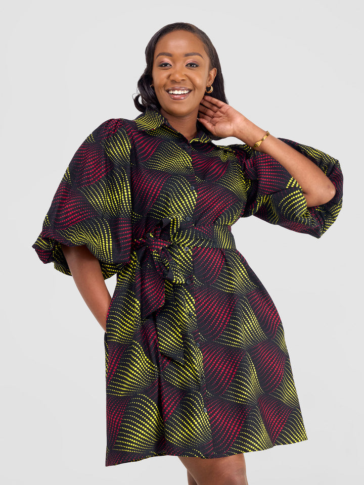 Vivo Kitenge Bubble Sleeve Tent Dress - Shama Print