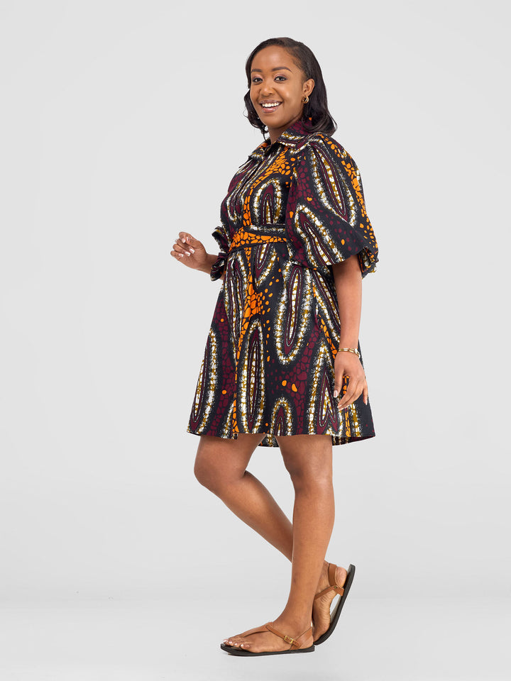 Vivo Kitenge Bubble Sleeve Tent Dress - Neba Print