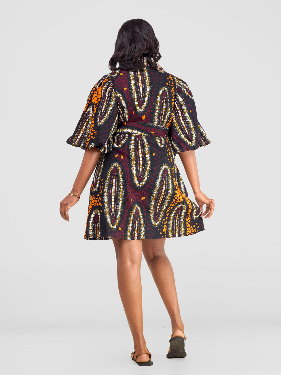 Vivo Kitenge Bubble Sleeve Tent Dress - Neba Print