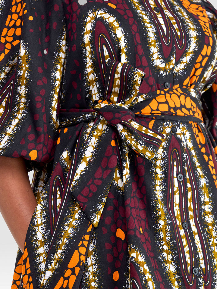 Vivo Kitenge Bubble Sleeve Tent Dress - Neba Print