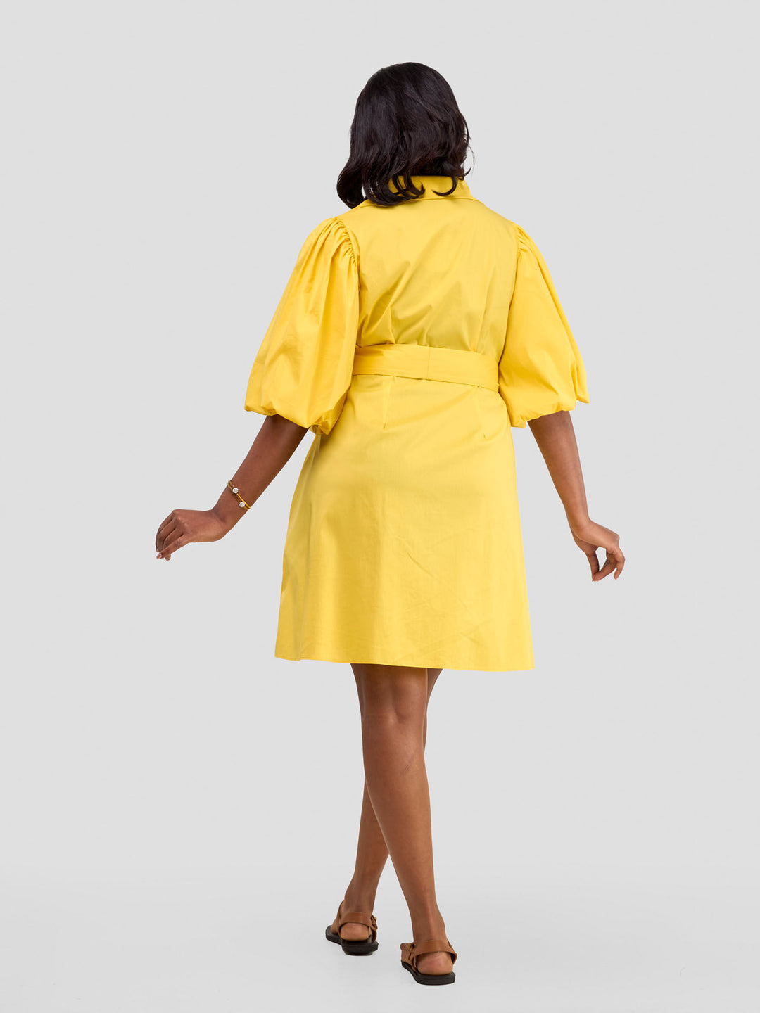 Safari Bubble Sleeve Tent Dress - Mustard