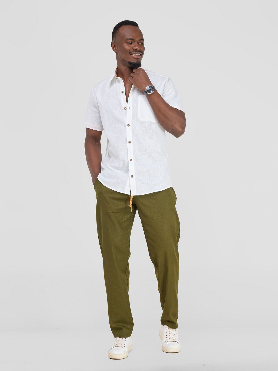 Safari Savannah Men's Short Sleeve Shirt - White