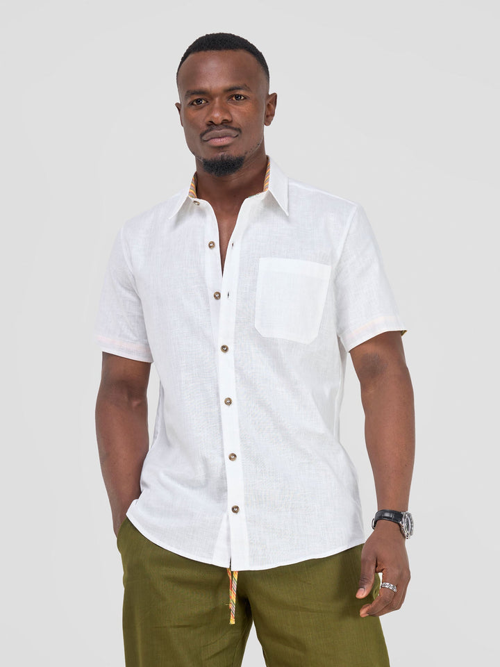 Safari Savannah Men's Short Sleeve Shirt - White