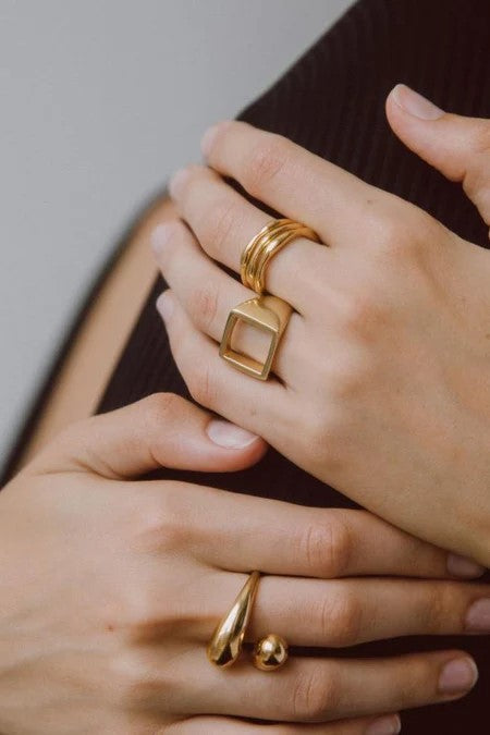 Soko Open Square Statement Ring