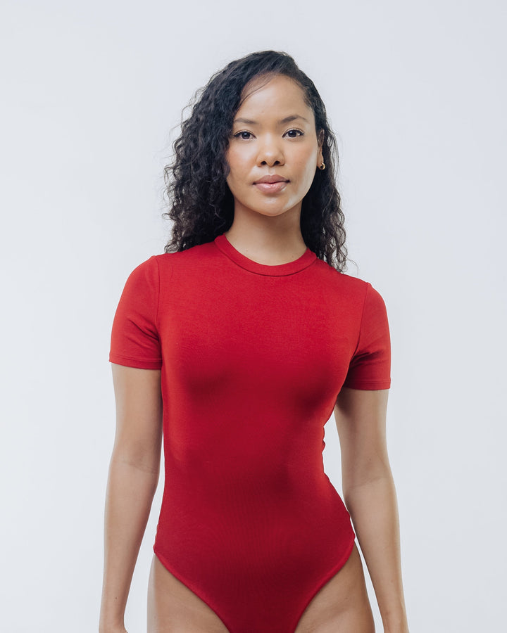 Vivo X This Is Essential  Sleeveless High Neck Bodysuit - Red