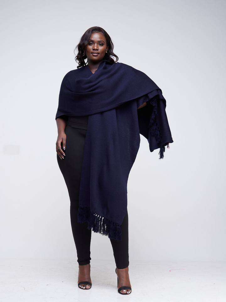 Vivo Essentials Double Layered Shawl - Navy Blue