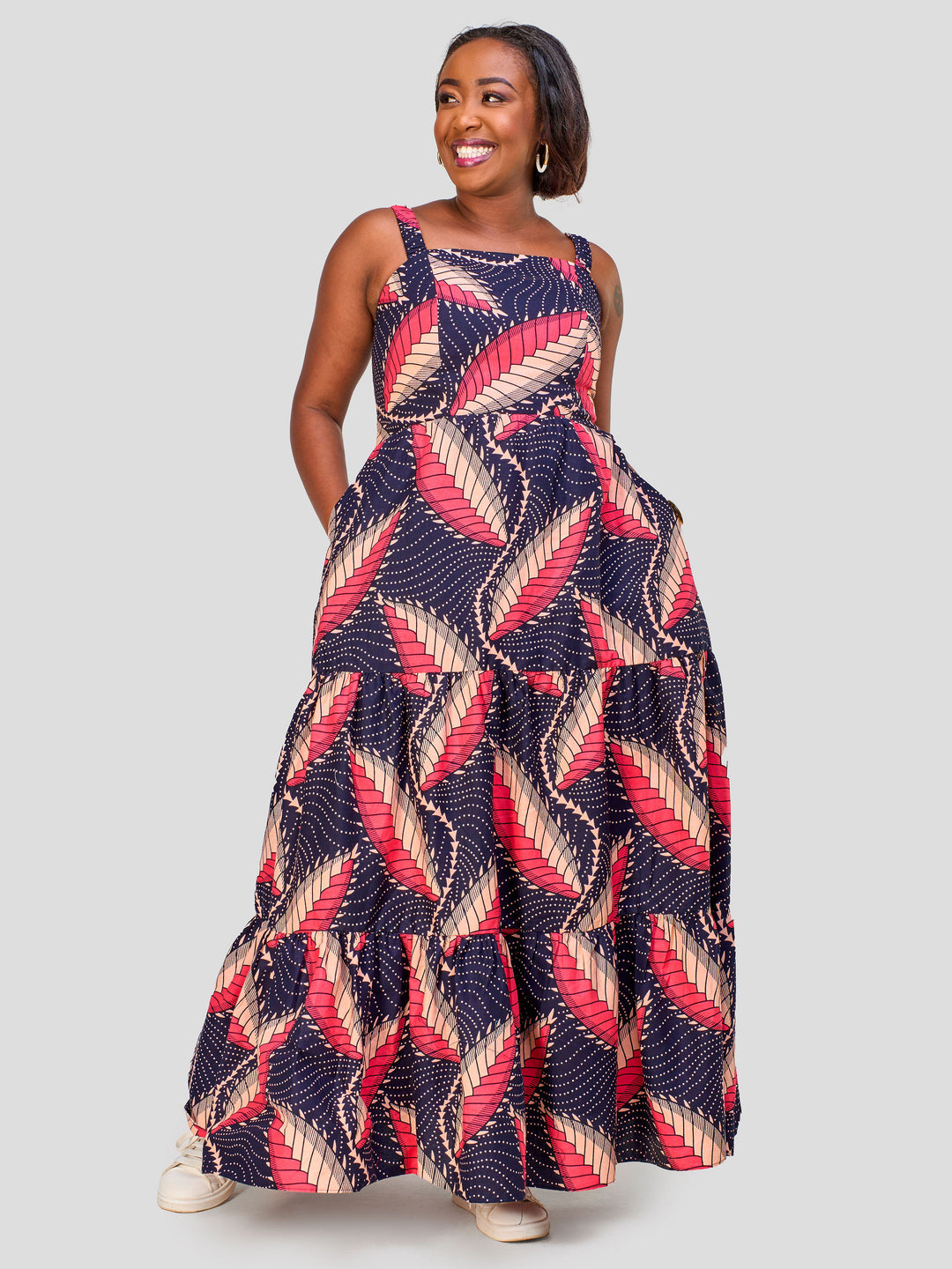 Vivo Safari Strappy Tiered Maxi Dress - Casablanca