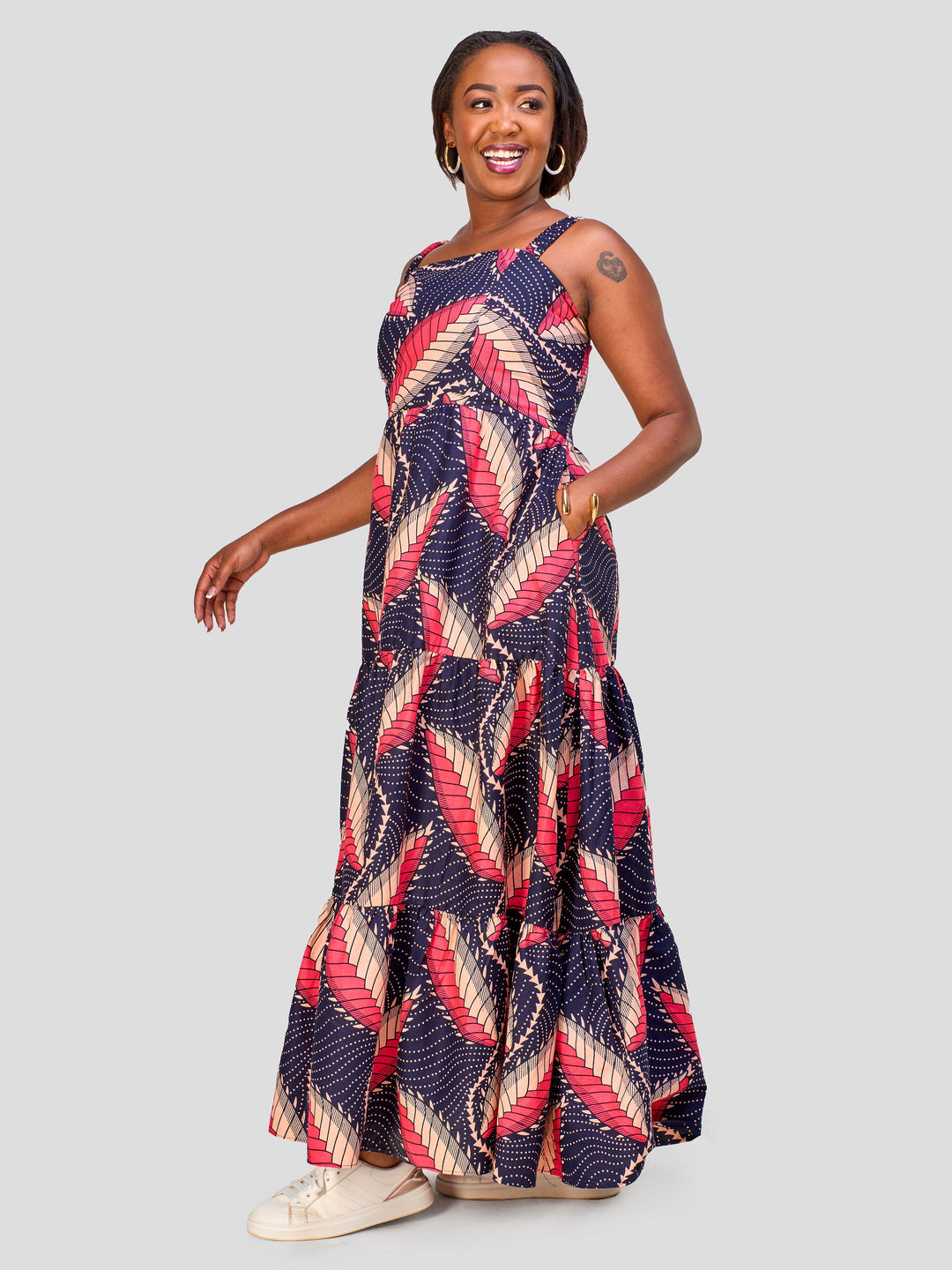 Vivo Safari Strappy Tiered Maxi Dress - Casablanca