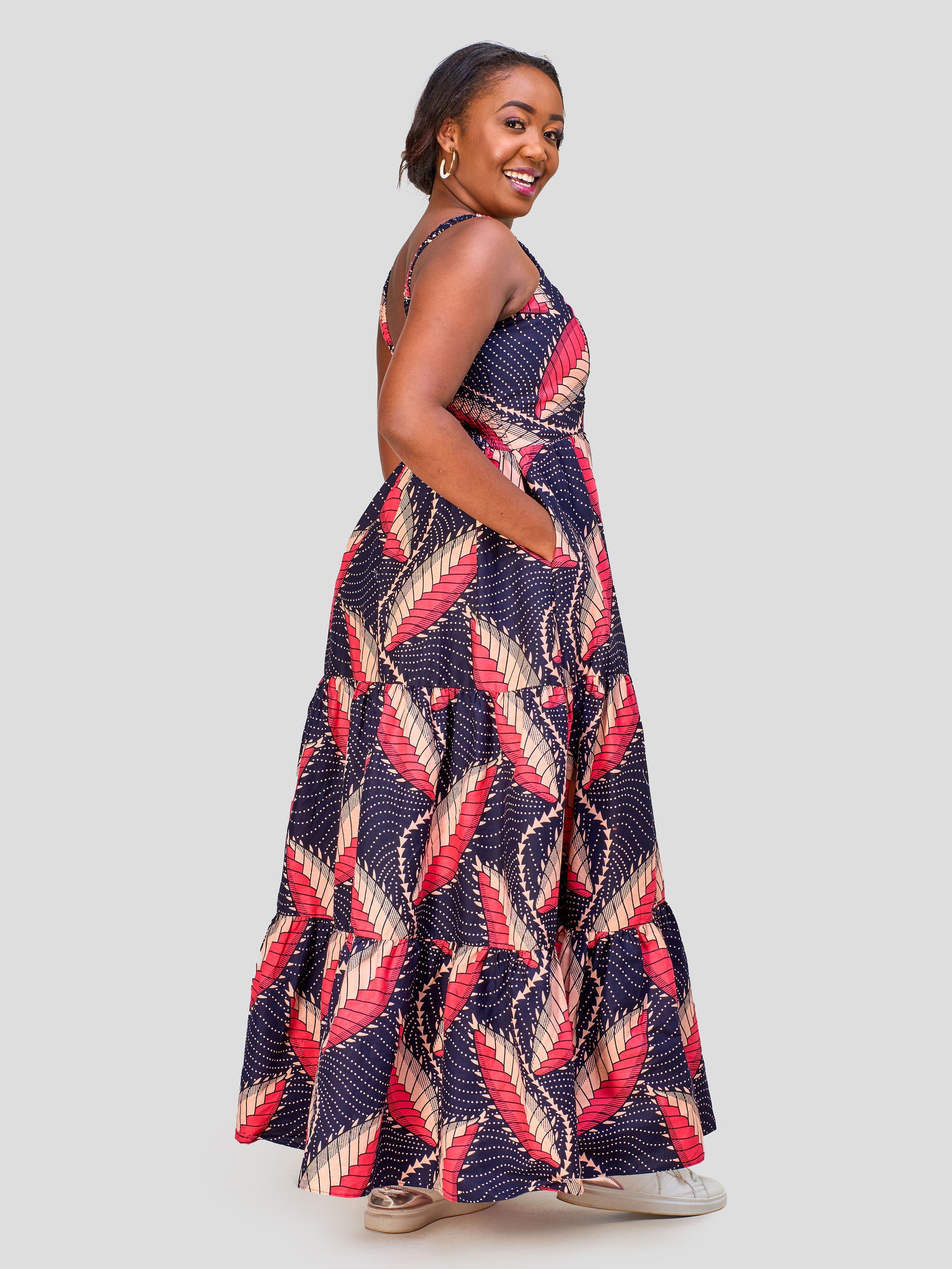 Vivo Safari Strappy Tiered Maxi Dress - Casablanca